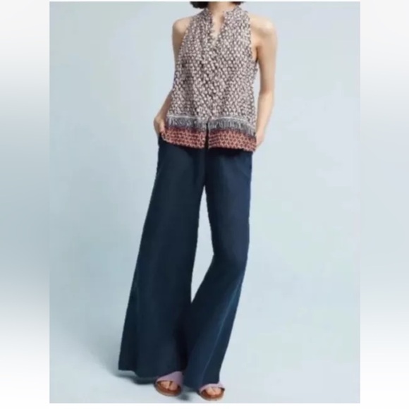 Maeve Women's Prema Sleeveless Button Tank Boho Ethnic Mixed Print Ruffle Size L - Picture 4 of 15